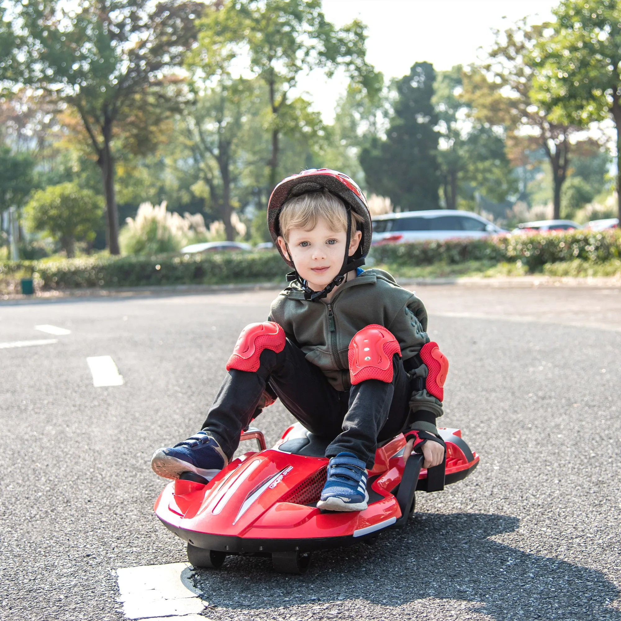 24V Kids Electric Ride-On Scooter with Helmet, Knee Pads, 400W Motor, 6 