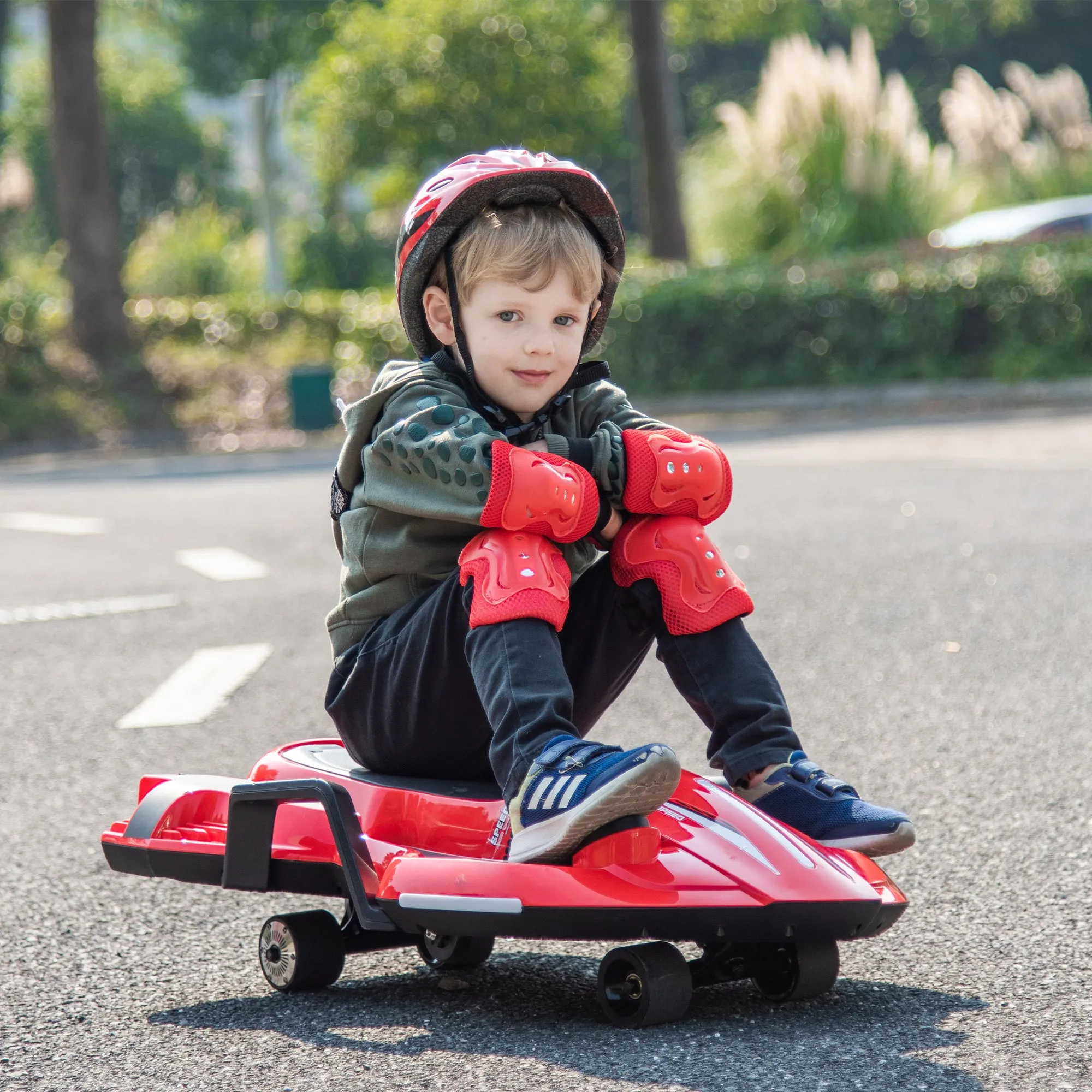 24V Kids Electric Ride-On Scooter with Helmet, Knee Pads, 400W Motor, 6 