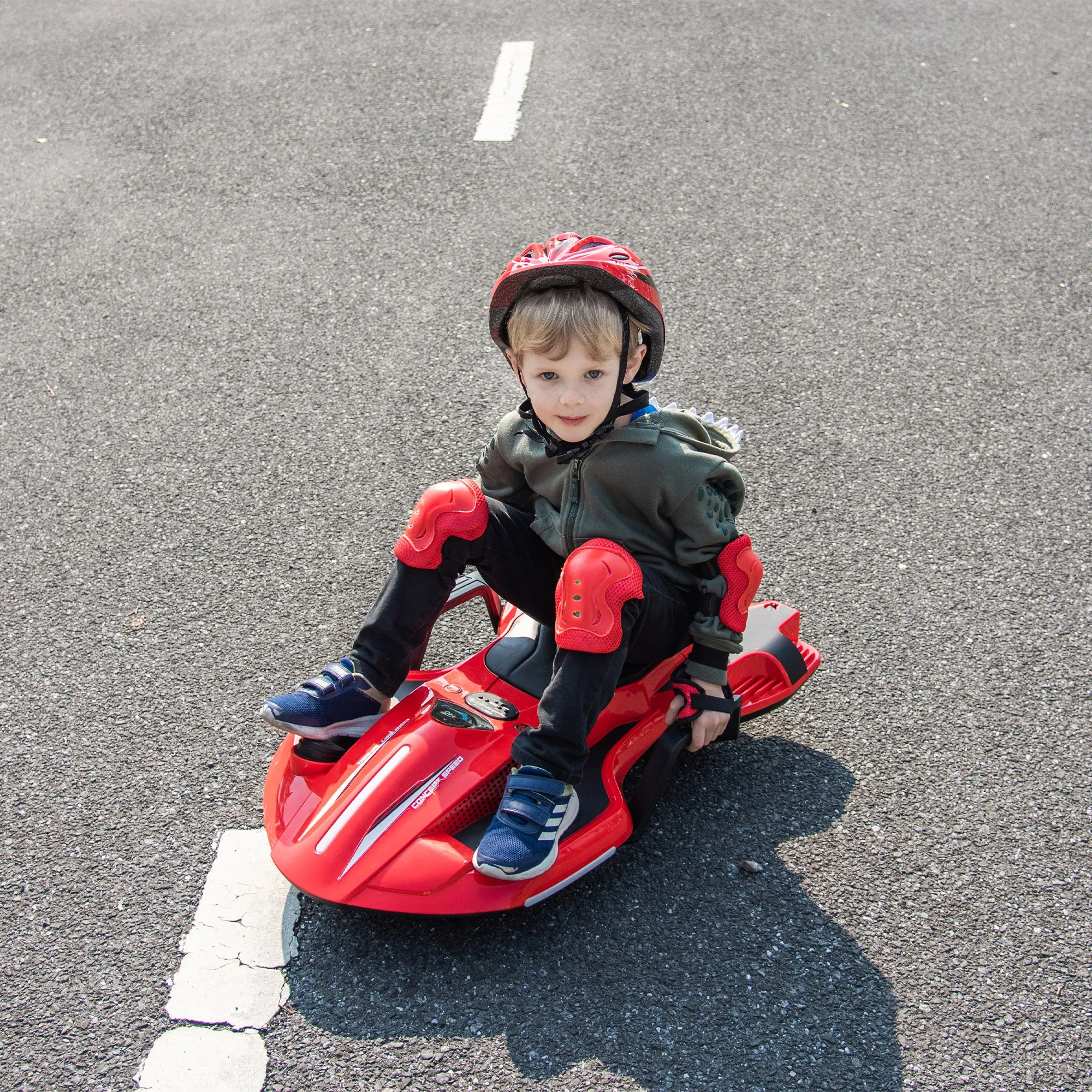 24V Kids Ride On Electric scooter w/ helmet knee pads,24v ride on toy for kids,Spray function,2WD 400w wheel-hub motor,5.59-6.84MPH,Gravity Steering,Use for 1-2 hours,Exercise your child age 6 .