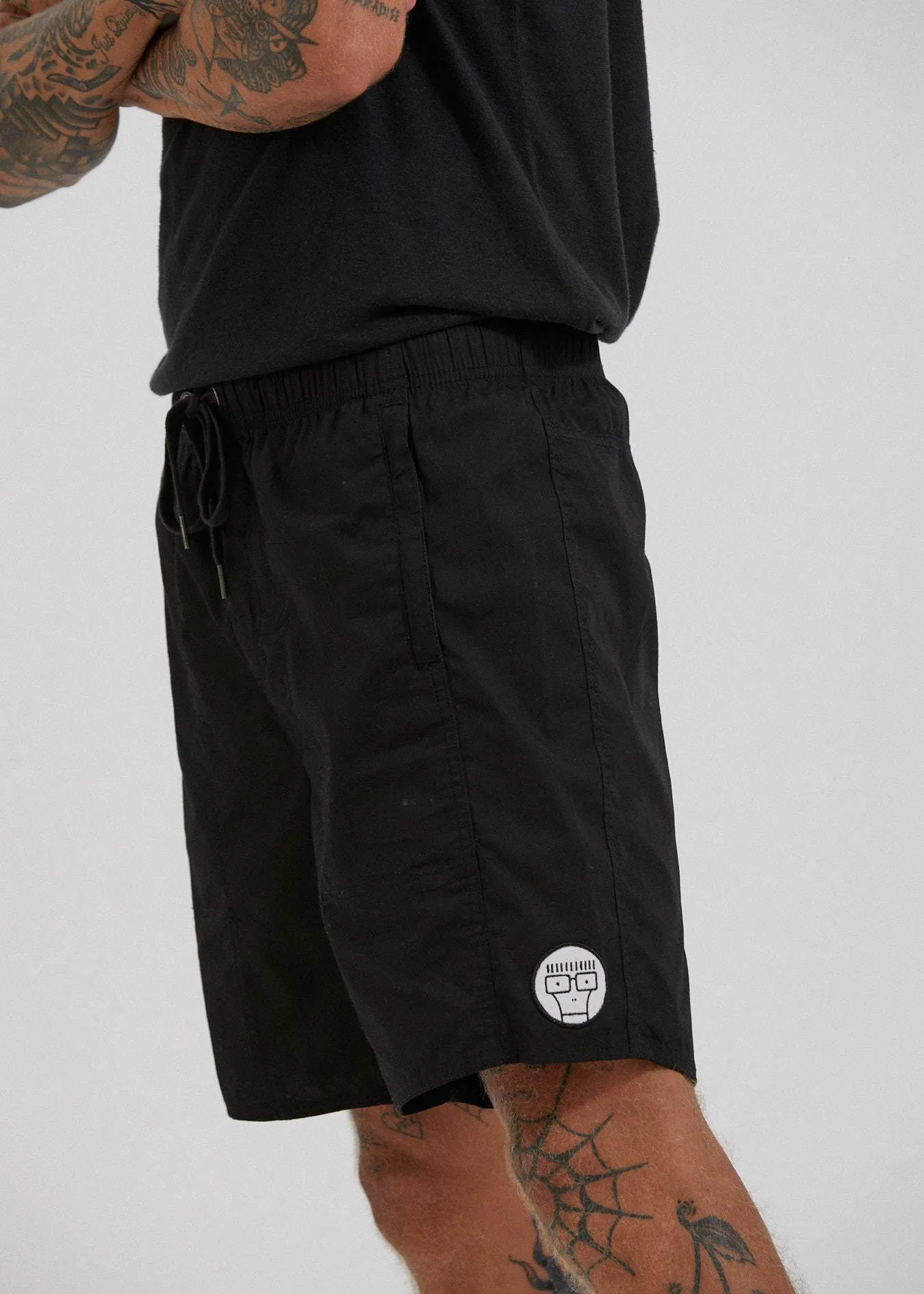 Afends Mens Baywatch Descendents - Elastic Waist Boardshort - Black