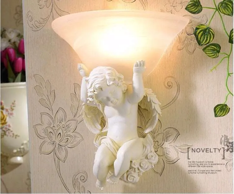 Angels Statue Sculptural Electric Wall LED 3 Colors Lamp Sconce