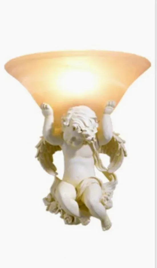 Angels Statue Sculptural Electric Wall LED 3 Colors Lamp Sconce