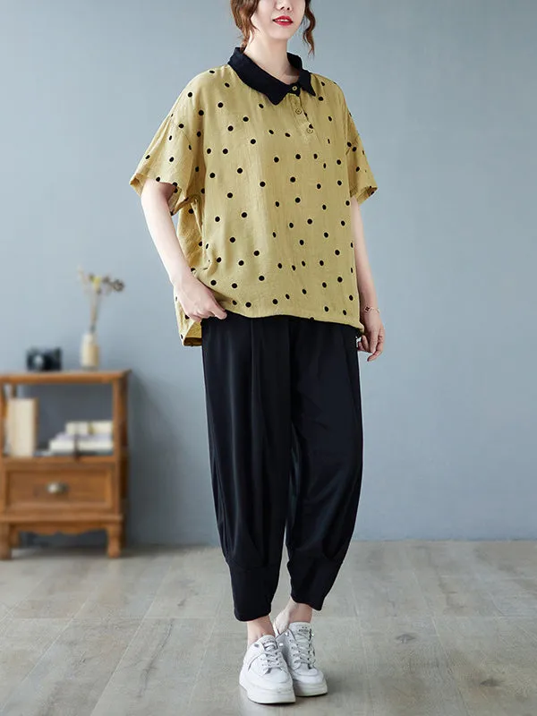 Artistic Retro Loose Polka-Dot Blouse