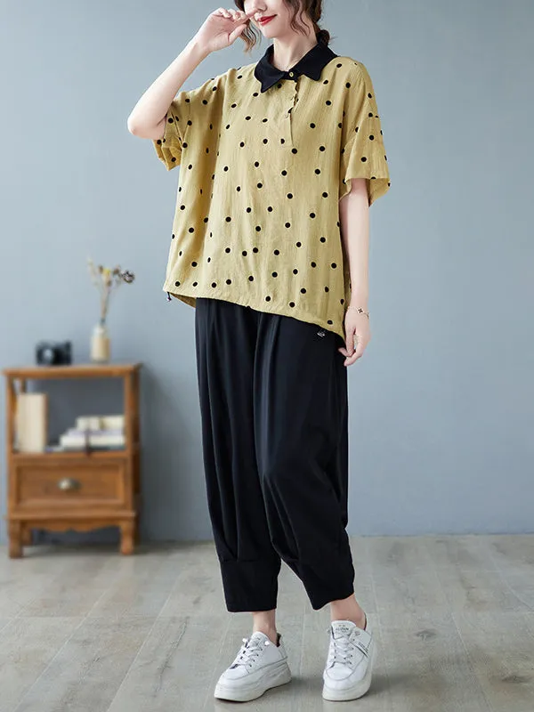 Artistic Retro Loose Polka-Dot Blouse