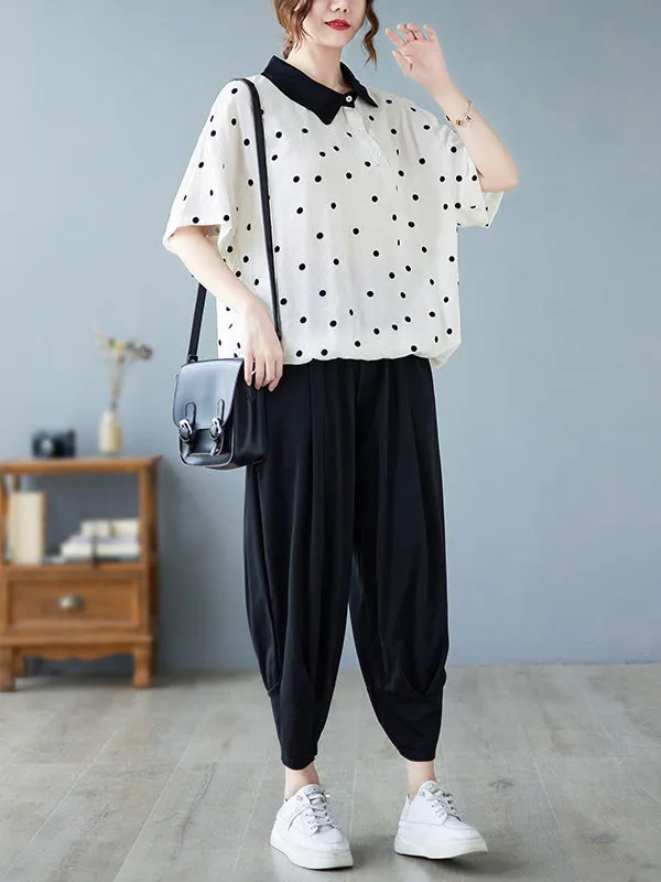 Artistic Retro Loose Polka-Dot Blouse