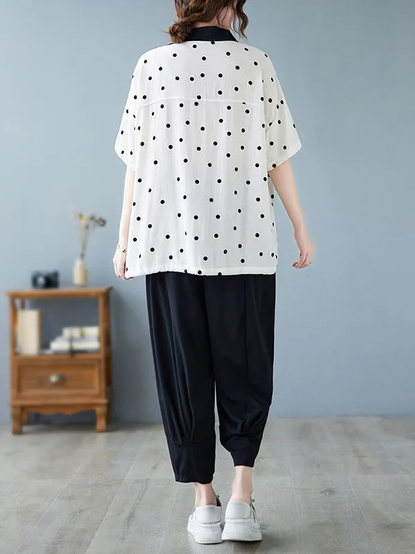 Artistic Retro Loose Polka-Dot Blouse