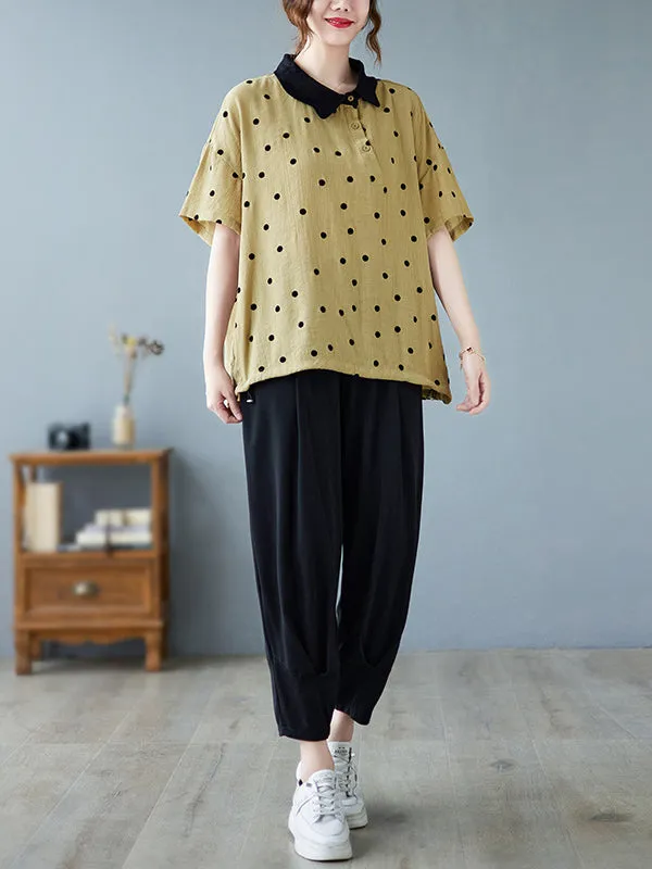 Artistic Retro Loose Polka-Dot Blouse