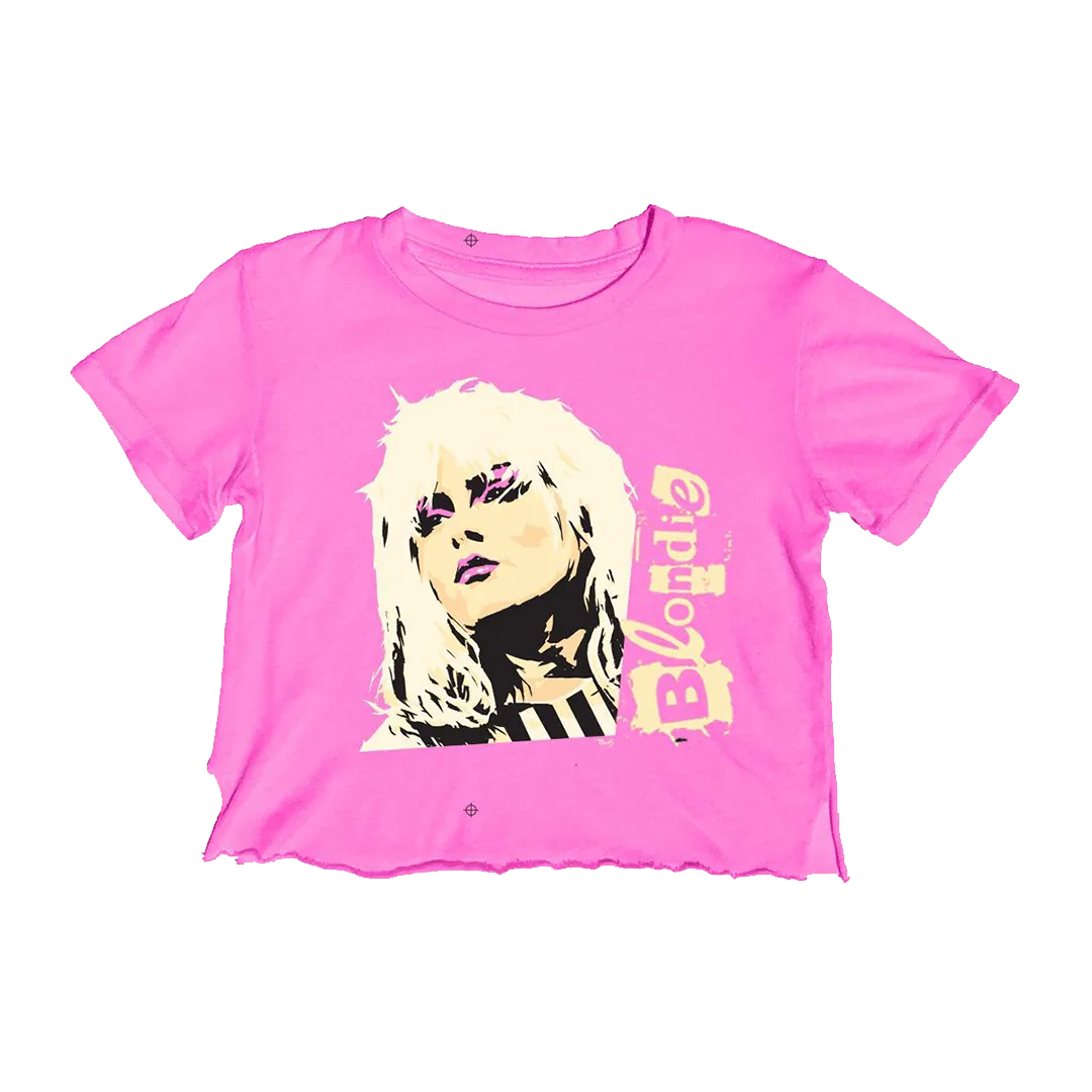 Blondie Short Sleeve Not Quite Crop Tee - Electric Pink