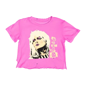 Blondie Short Sleeve Not Quite Crop Tee - Electric Pink