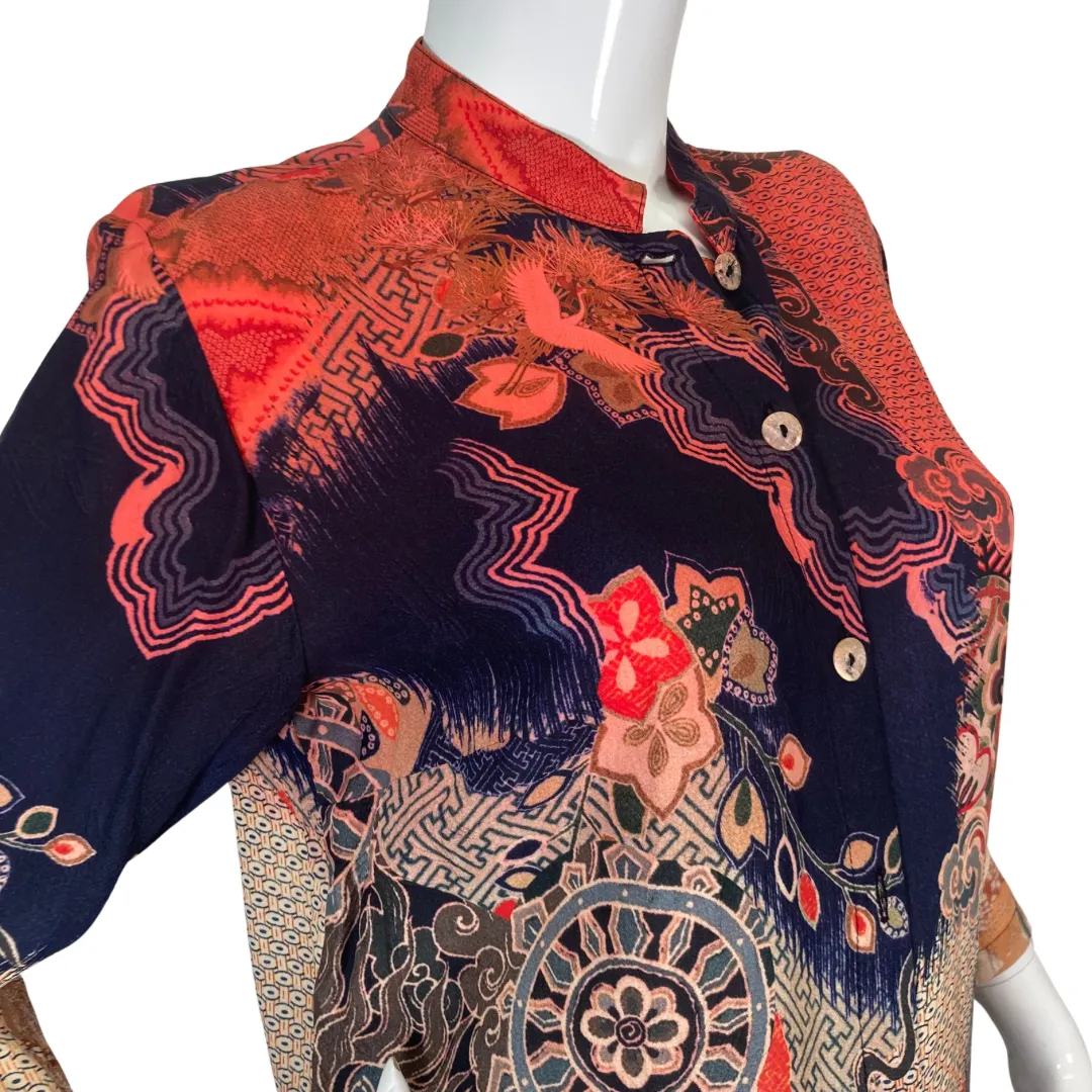 Citron Electric Blouse with Mix of Patterns and Colors