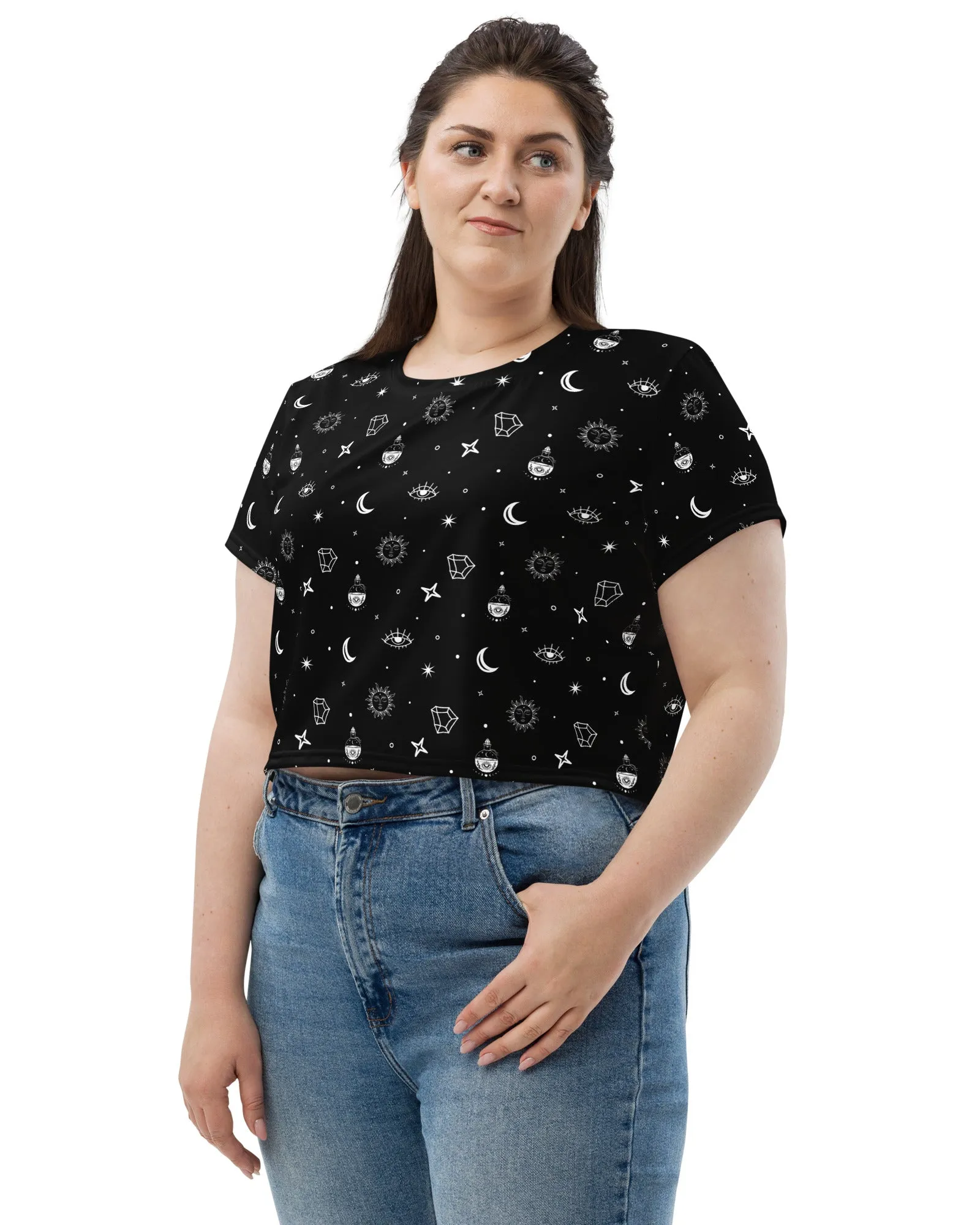 Cosmic Alchemy Crop Tee in Black