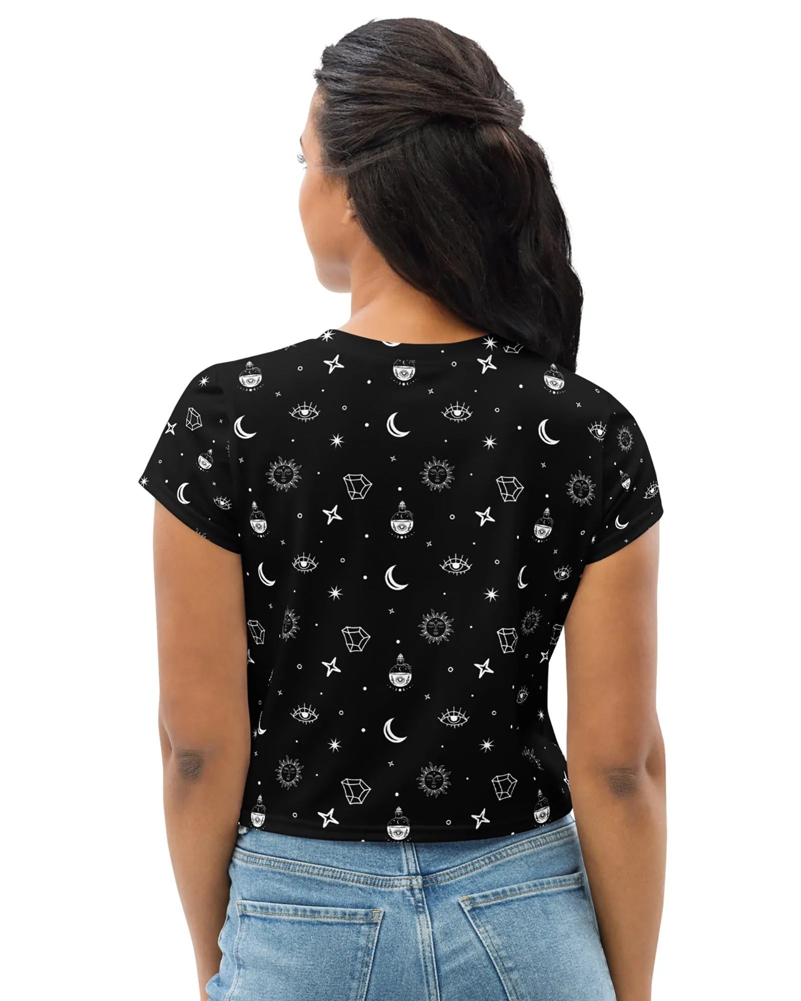 Cosmic Alchemy Crop Tee in Black