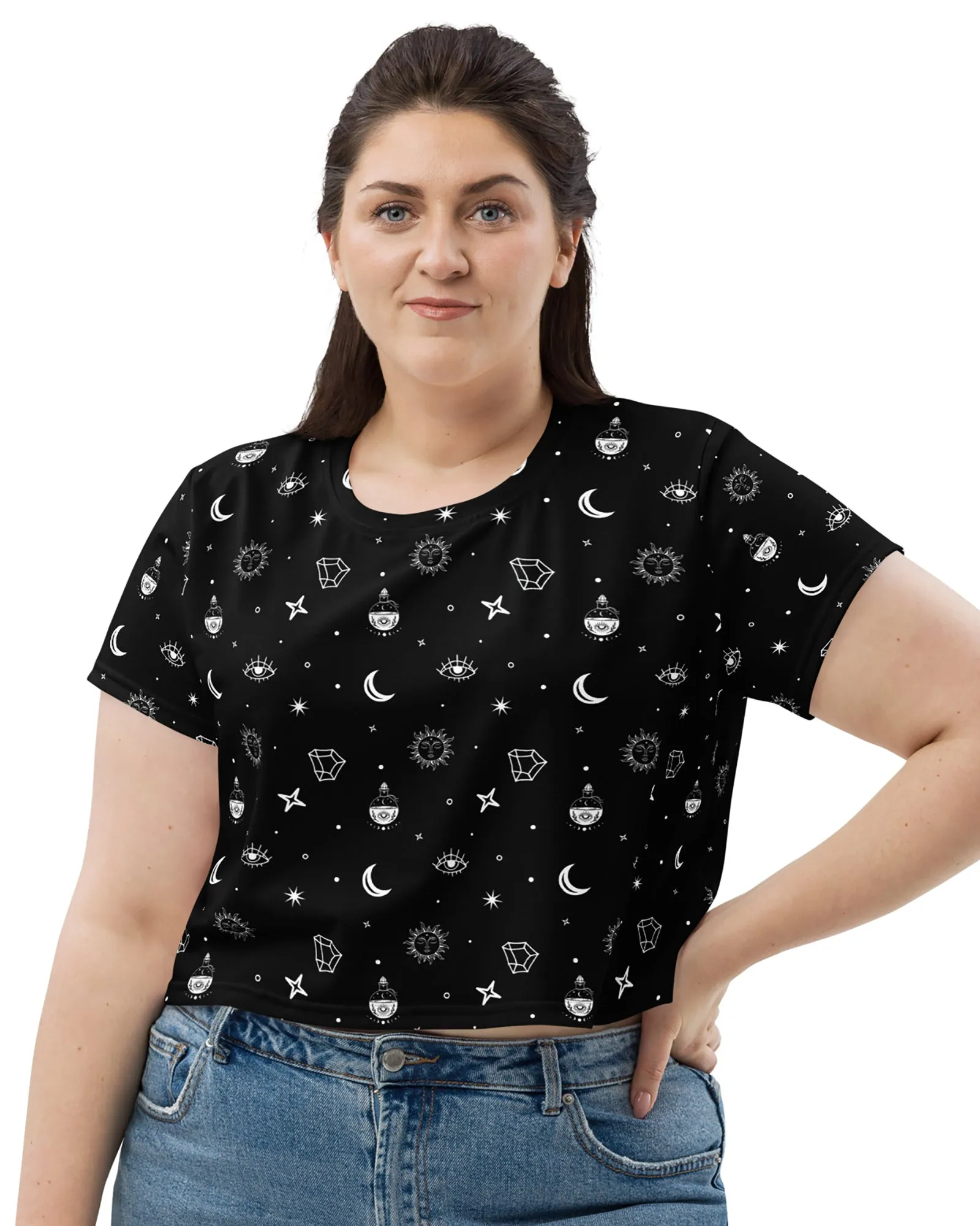 Cosmic Alchemy Crop Tee in Black