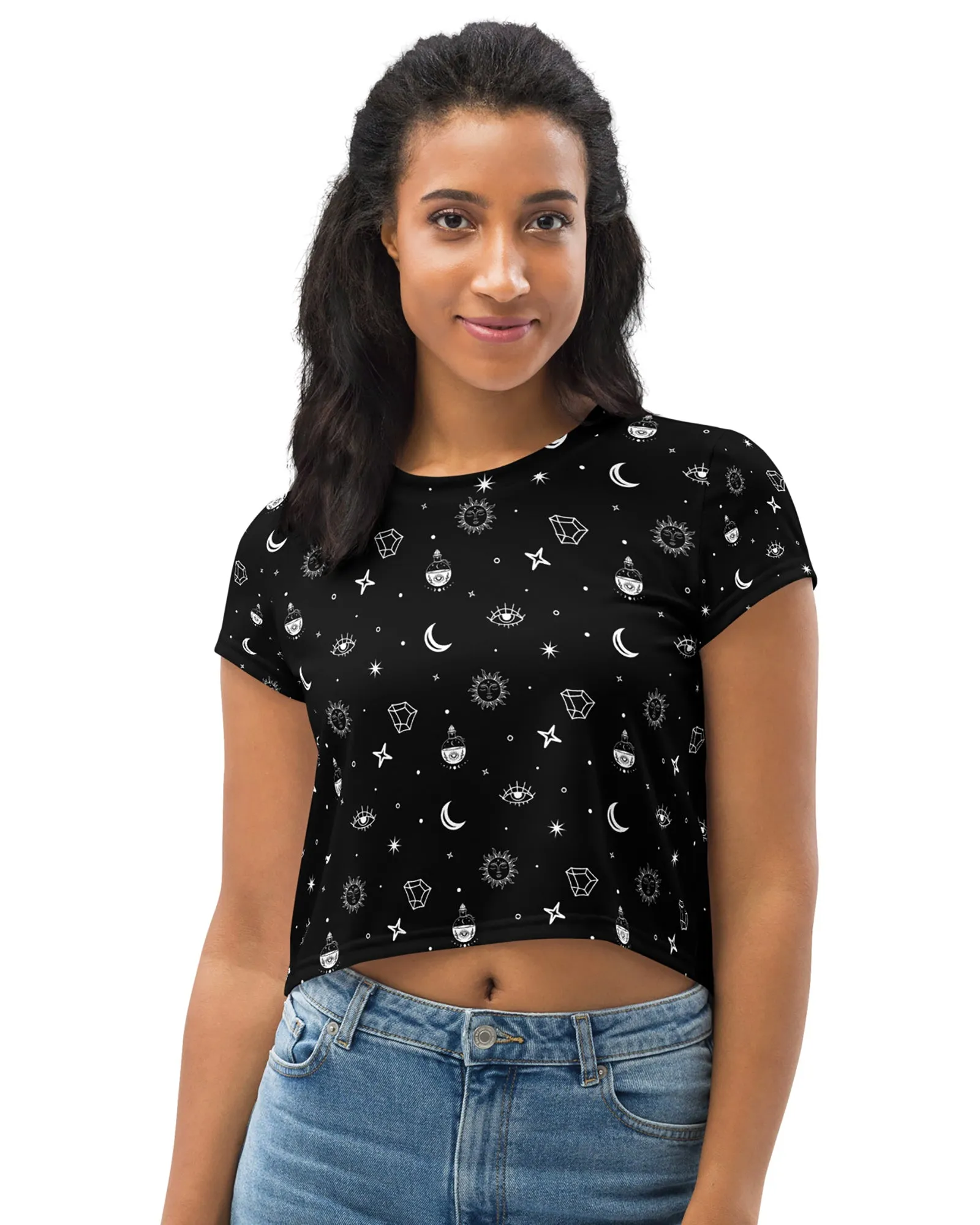 Cosmic Alchemy Crop Tee in Black