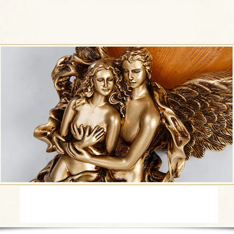 Cupid and Psyche Angels Statue  Sculptural Electric Wall LED 3 Colors Lamp Sconce