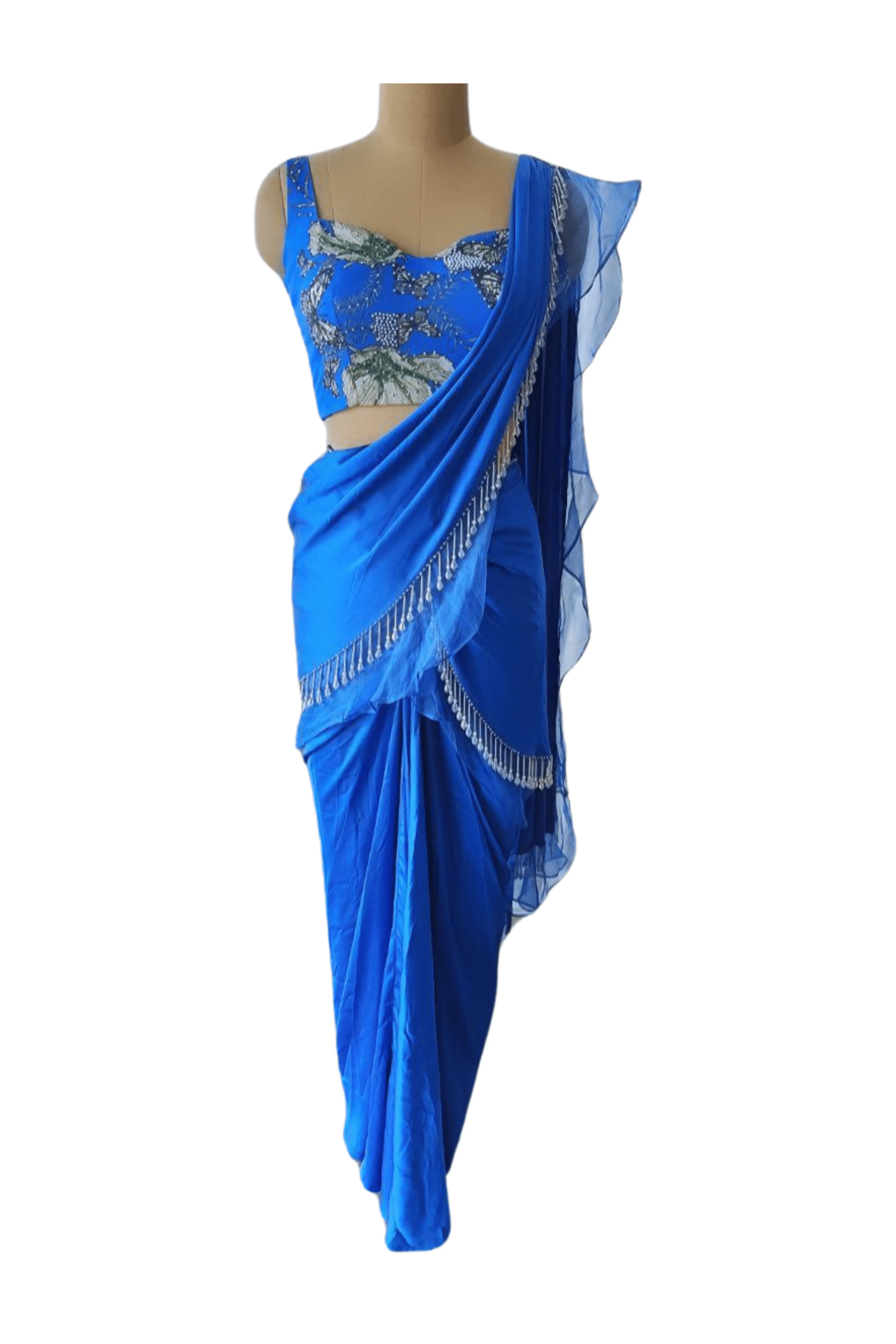 Electric Blue Organza Detailed Saree