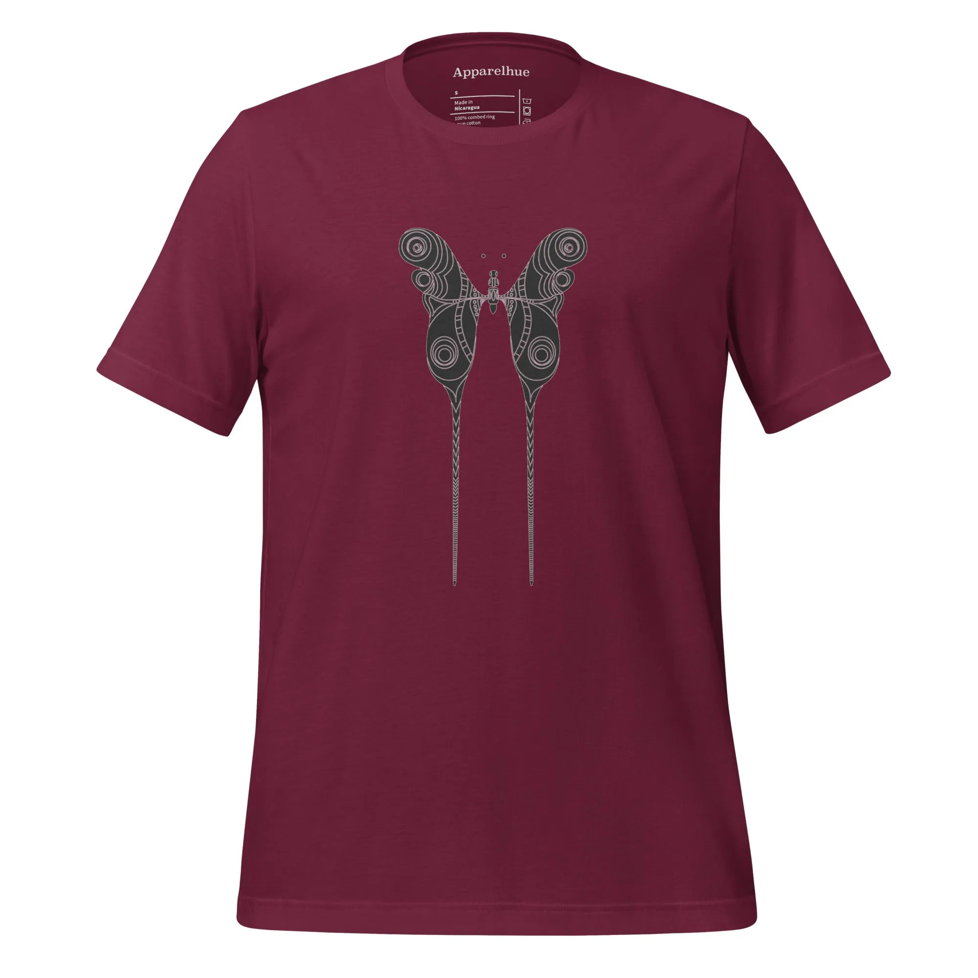 Favorite Crewneck Art T-Shirt, Butterfly Dream T-Shirt, Black and White Butterfly Design