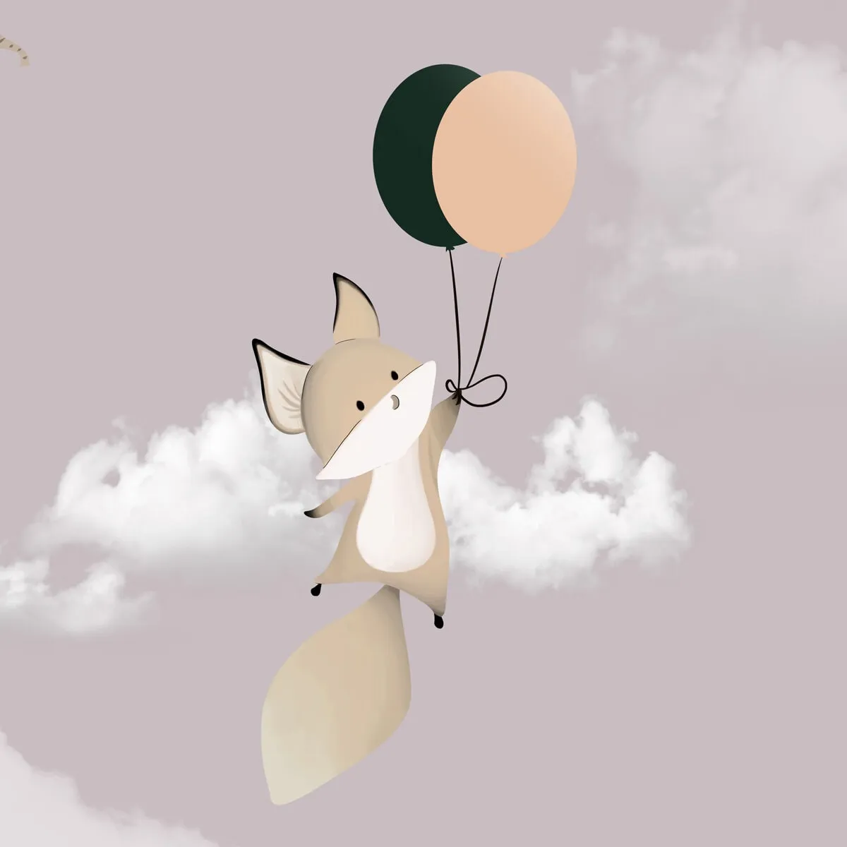 Flying Animals on Hot Air Balloons Wallpaper Design for Kids, Customised