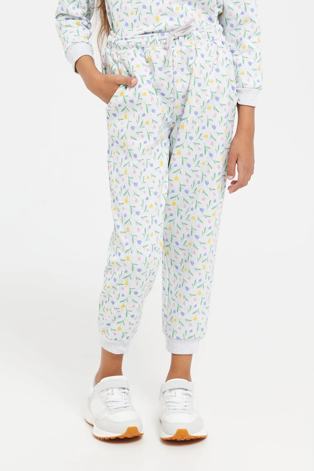 Girls Ecru Printed Pyjama Set (2 Piece)