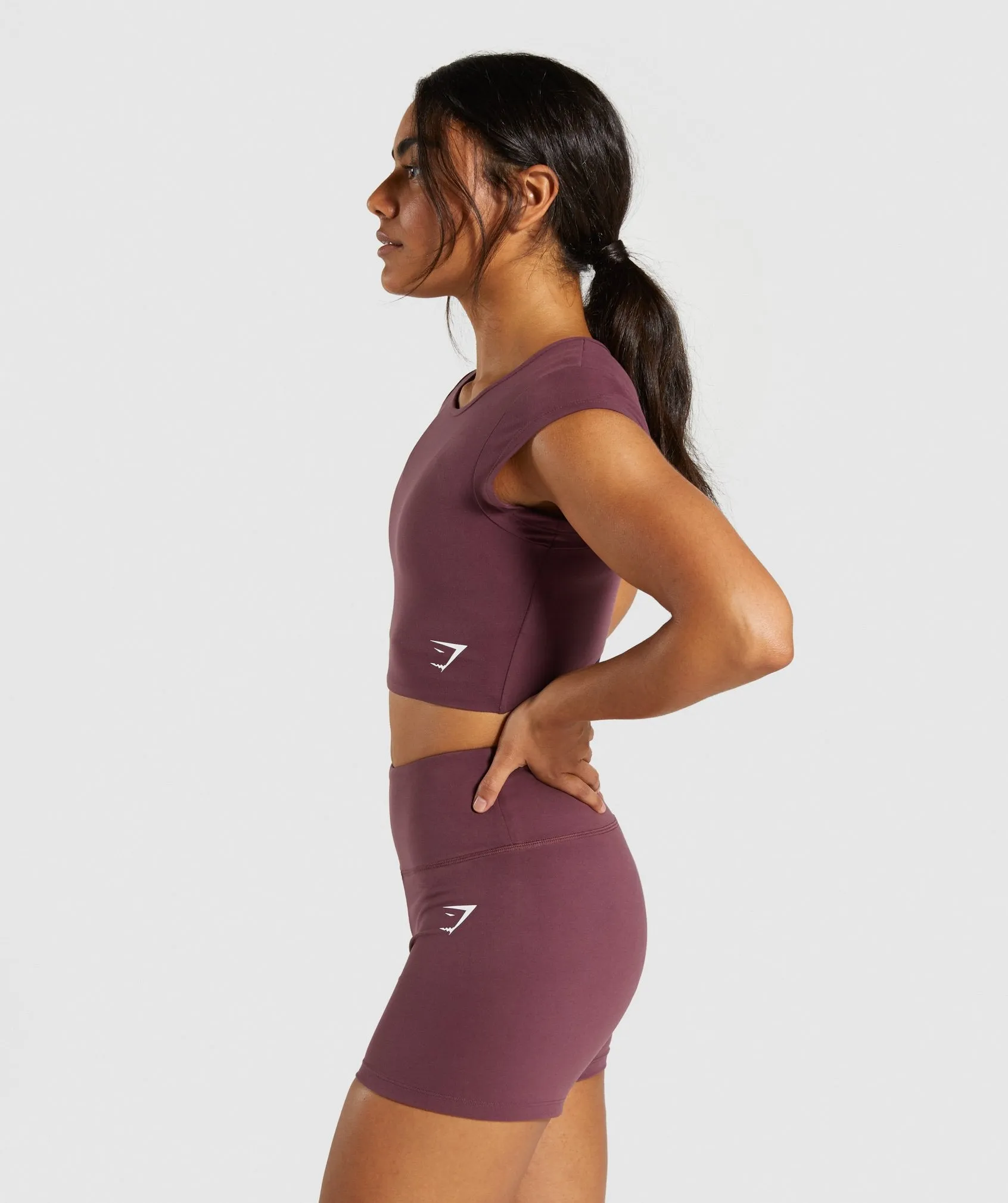 Gymshark Dreamy Cap Sleeve Crop Top - Berry Red