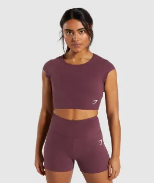 Gymshark Dreamy Cap Sleeve Crop Top - Berry Red