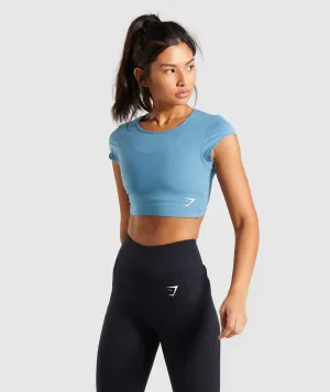 Gymshark Dreamy Cap Sleeve Crop Top - Teal