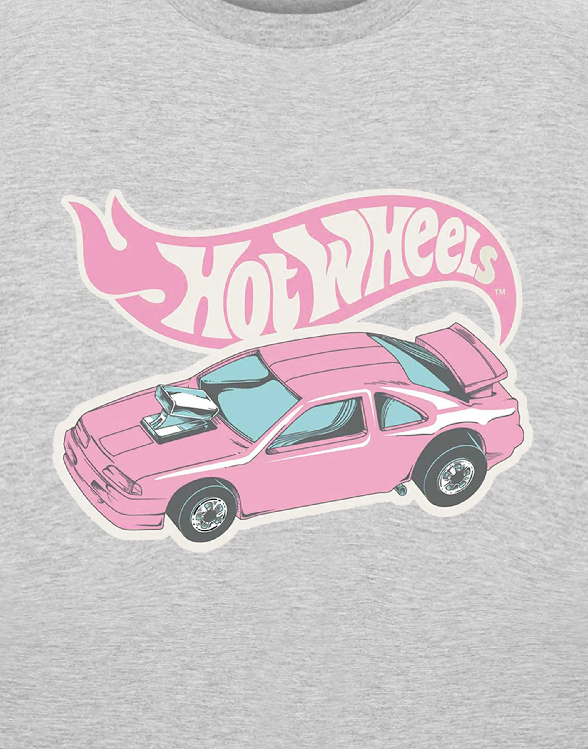 Hot Wheels Pink Car Womens Grey Short Sleeved T-Shirt