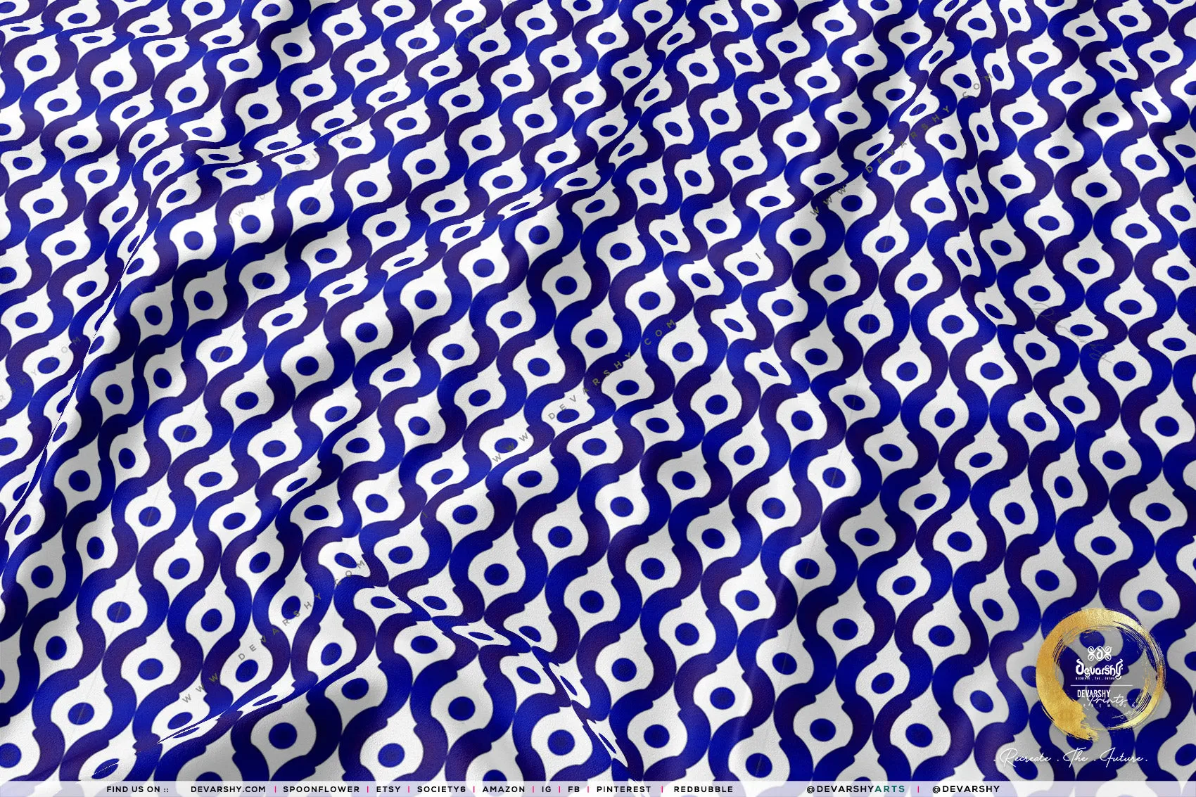 Indigo Pattern Apparel Fabric 3Meters , 9 Designs | 8 Fabrics Option | Fabric By the Yard | 034