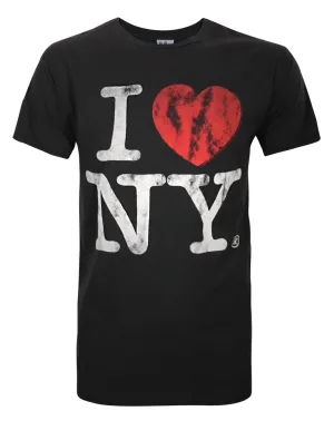 Junk Food Clothing I Love N Y Distressed Graphic Mens Black Short Sleeved T-Shirt