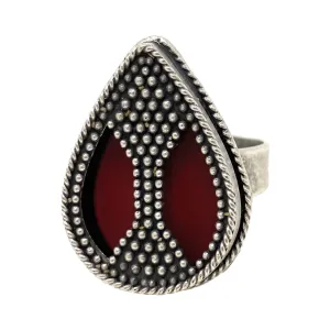 Kayi Halime Tribal Turkish Zamak Vintage Womens Statement Big Cocktail Adjustable Ring Size 6.5 to 8.5 - Boho Chic Fashion - Duel On Jewel