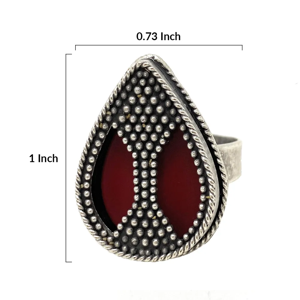 Kayi Halime Tribal Turkish Zamak Vintage Womens Statement Big Cocktail Adjustable Ring Size 6.5 to 8.5 - Boho Chic Fashion - Duel On Jewel