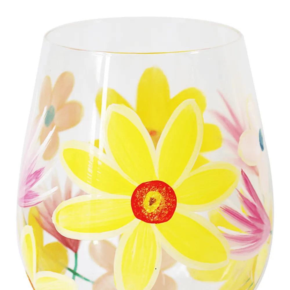 Lynsey Johnstone Hand Painted Daffodils Stemless Glass