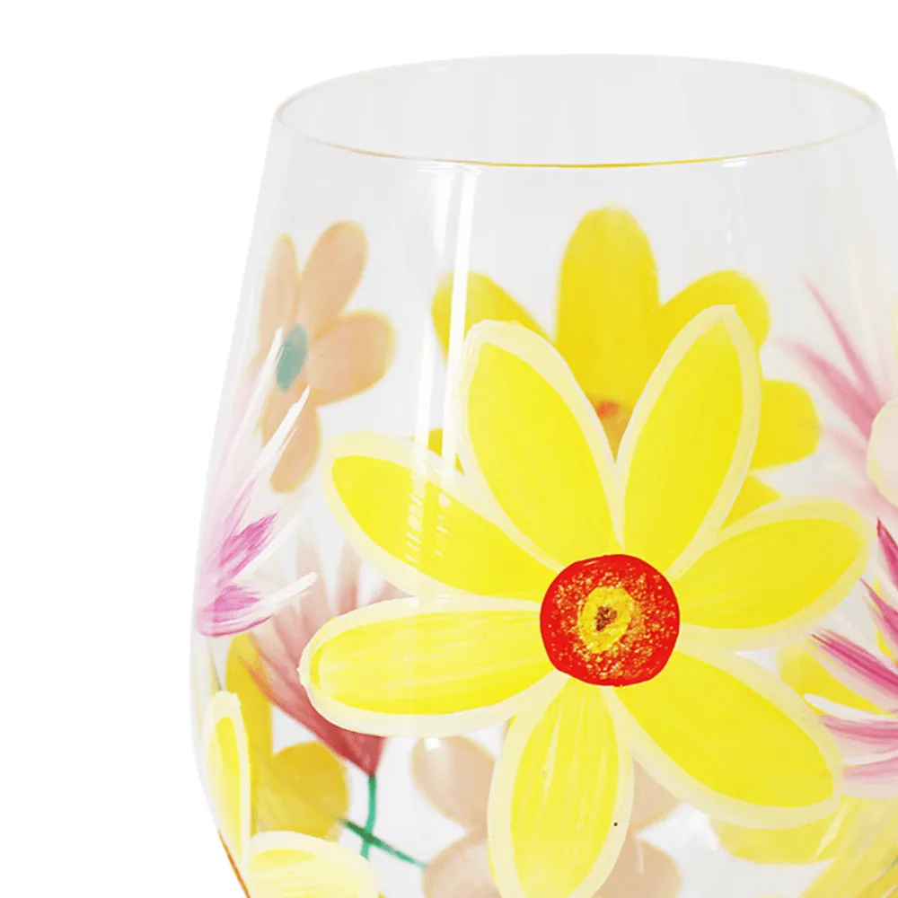 Lynsey Johnstone Hand Painted Daffodils Stemless Glass