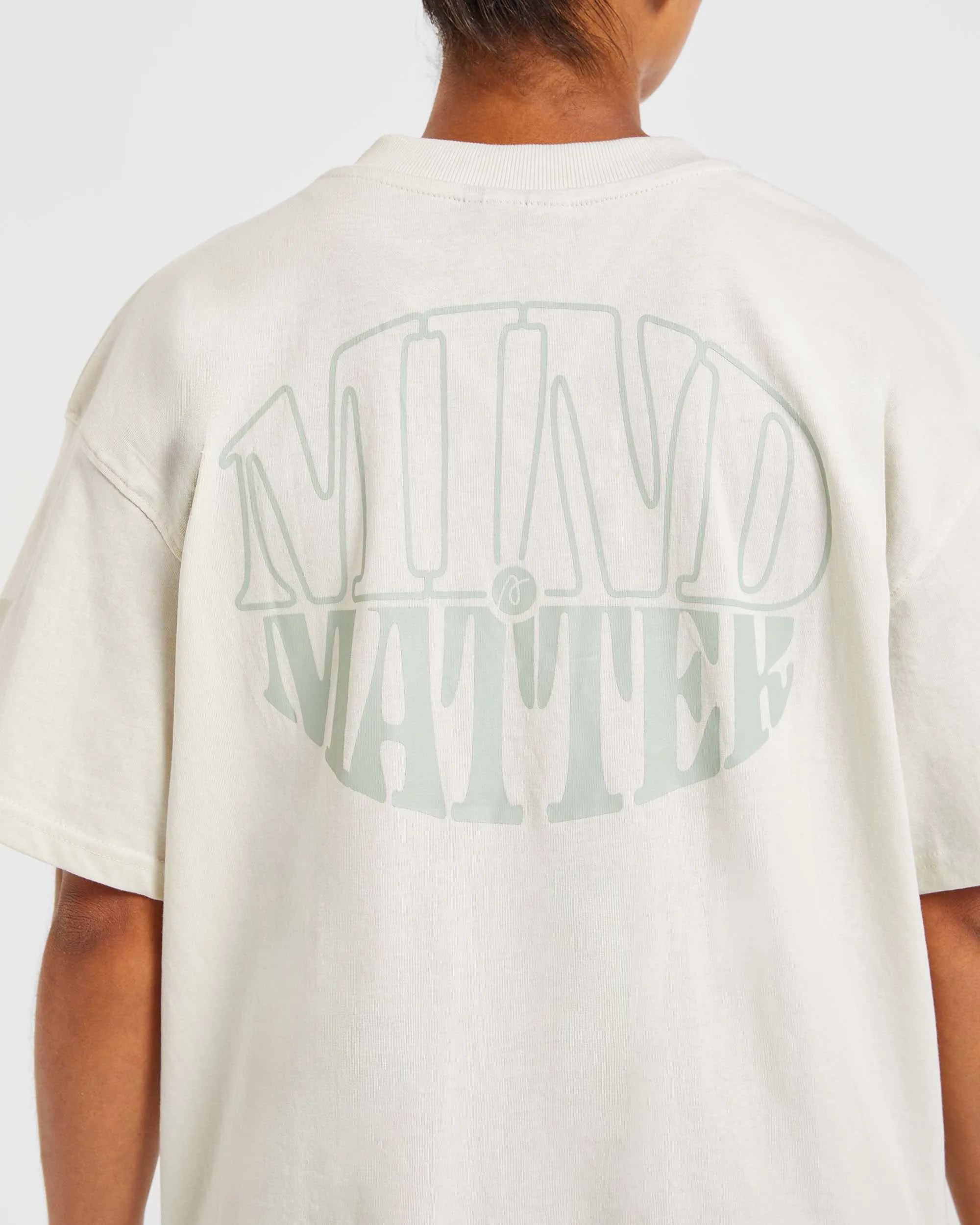 Mind Over Matter Oversized T Shirt - Beige/Green