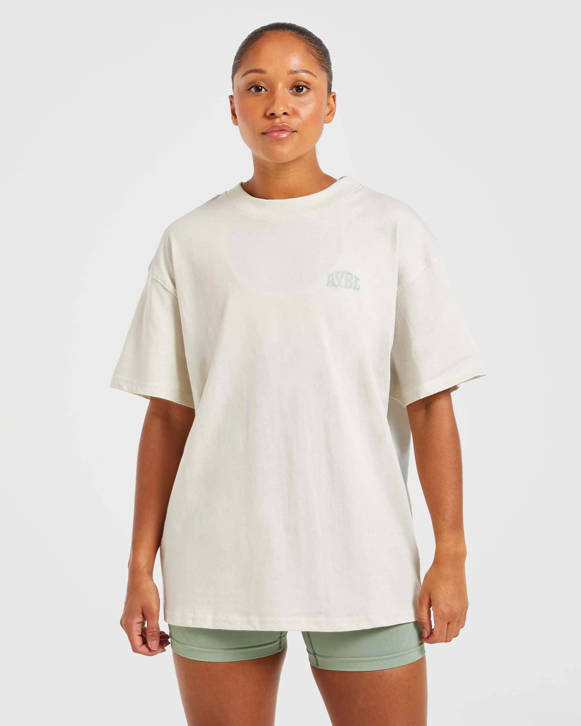 Mind Over Matter Oversized T Shirt - Beige/Green