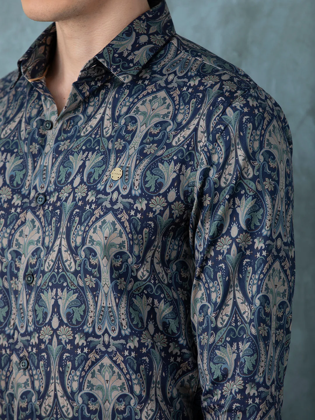 Navy Printed Shirt