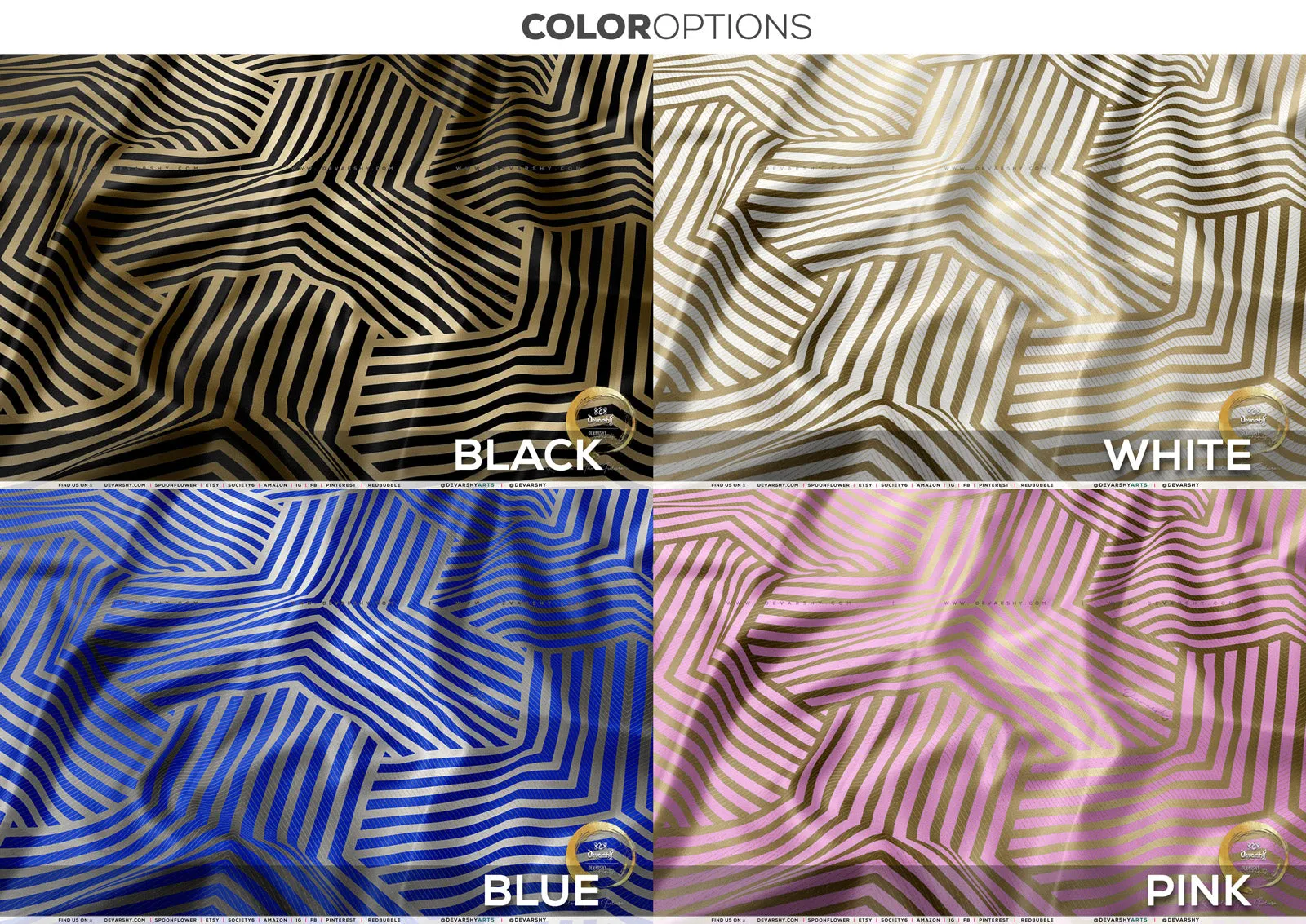 Optical Apparel Fabric 3Meters , 4 Colors | 8 Fabric Options | Abstract Fabric By the Yard | D20095