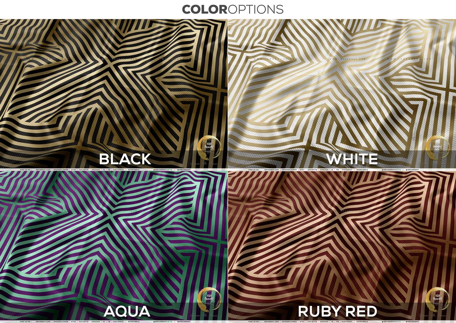 Optical Stripes Apparel Fabric 3Meters , 4 Colors | 8 Fabric Options | Abstract Fabric By the Yard | D20098