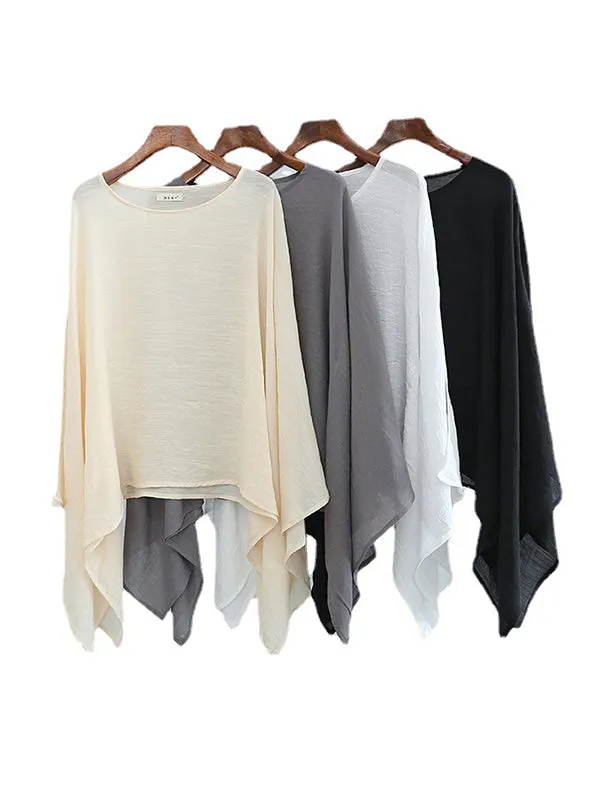 Original Irregular Loose Solid Color Tencel T-Shirt Top