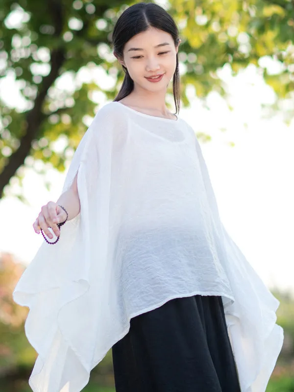 Original Irregular Loose Solid Color Tencel T-Shirt Top