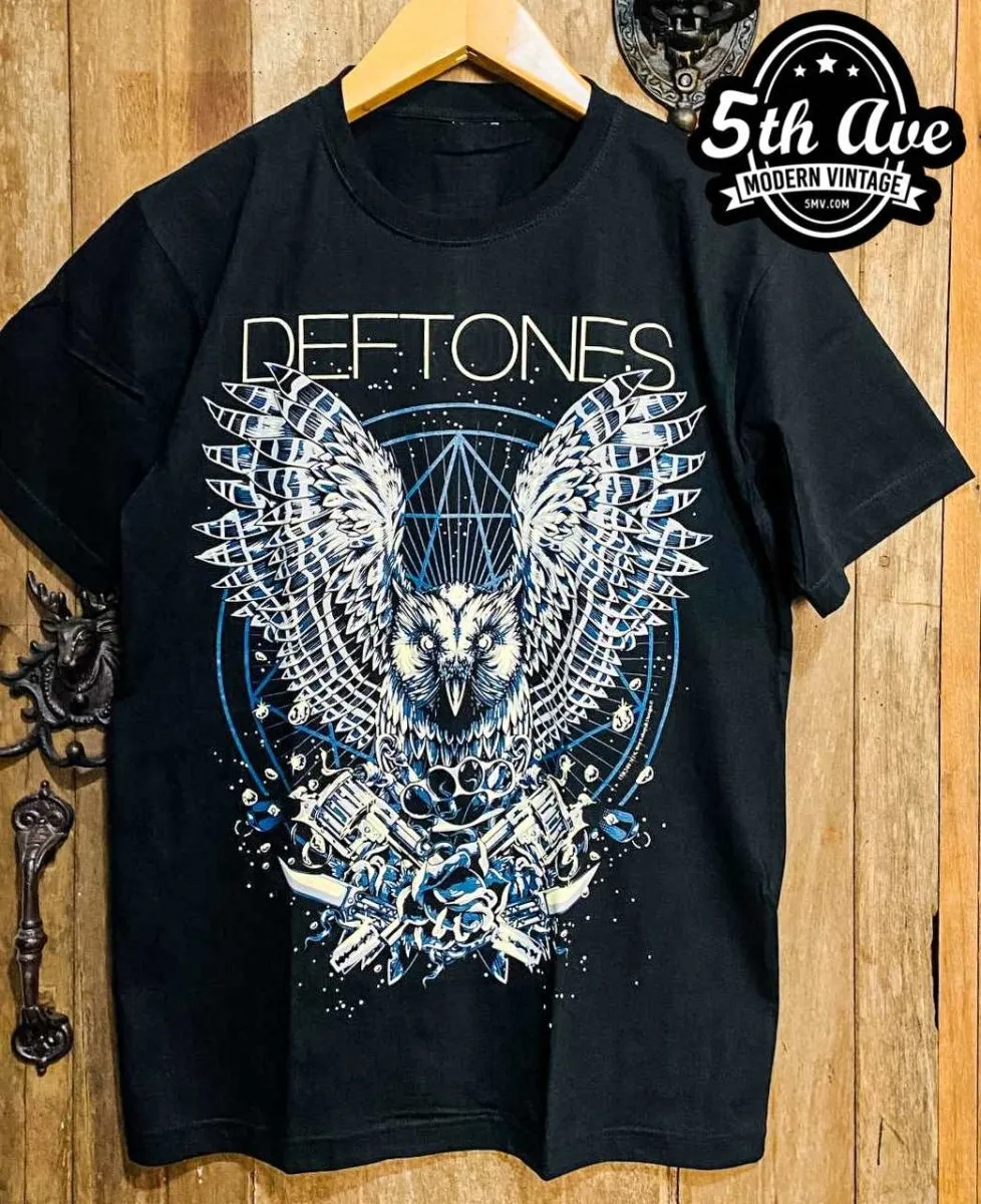 Owl's Wisdom: Geometric Deftones Cotton Tee