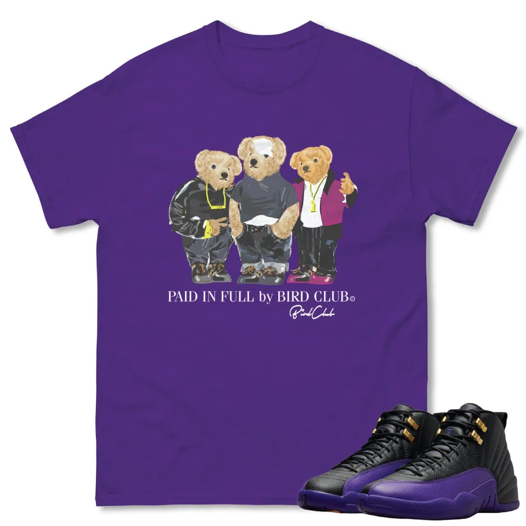 RETRO 12 FIELD PURPLE "PAID IN FULL BEARS" SHIRT