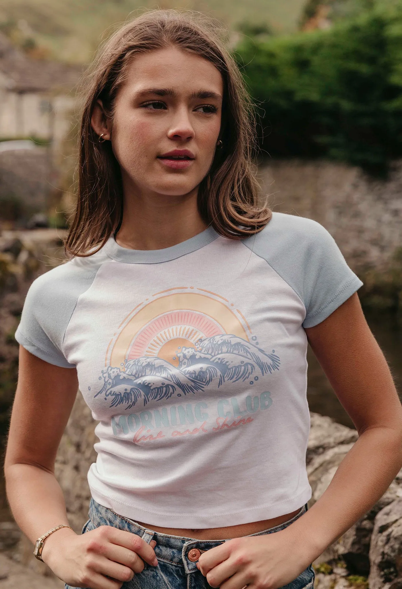 Rise and Shine Printed Micro Rib Baby Tee