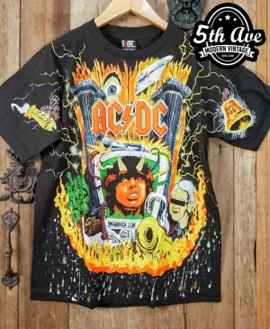 Rock 'n Roll Reverie: The All-Over Print AC/DC Angus Young Crew Neck Short Sleeve