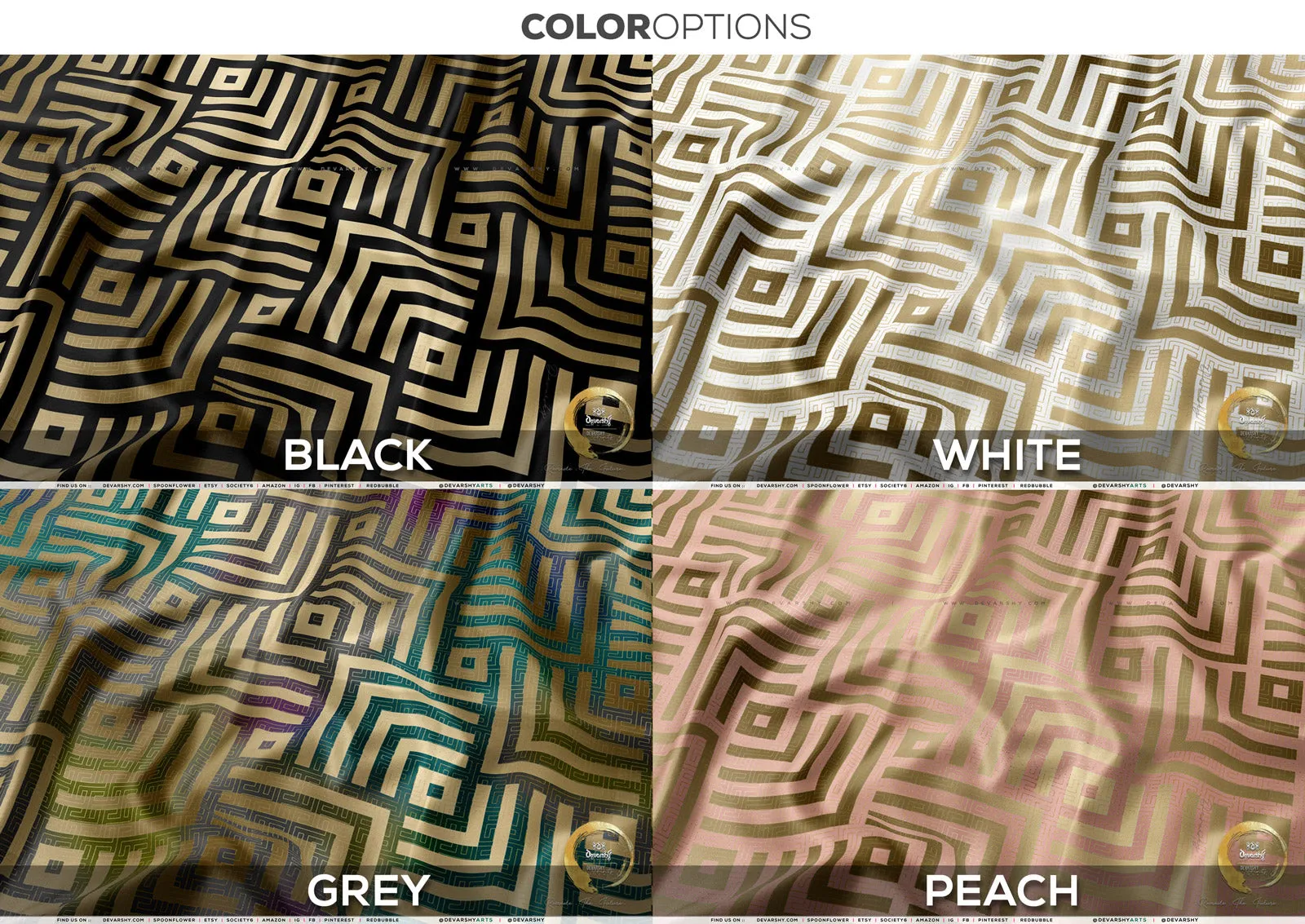 The Square Apparel Fabric 3Meters , 4 Colors | 8 Fabric Options | Abstract Fabric By the Yard | D20097