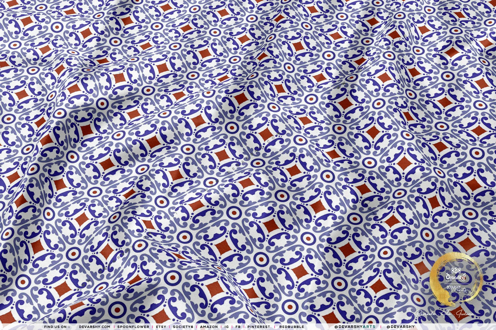 Tiles Pattern Apparel Fabric 3Meters , 9 Designs | 8 Fabrics Option | Moroccan Fabric By the Yard | 035