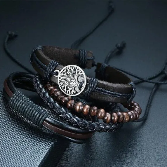 Tree of Life Charm Leather Rope Chain Bracelet Bohemian Bangle Knot Bracelet